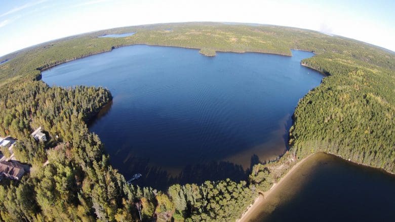 aerial view of a lake in northern ontario