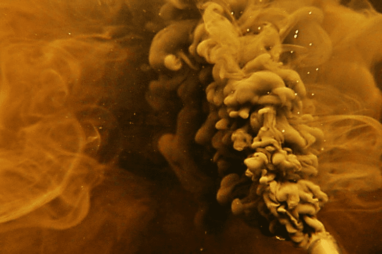 Amber plumes in an underwater shot of a lake